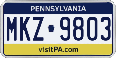 PA license plate MKZ9803