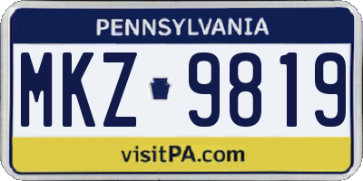 PA license plate MKZ9819