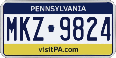 PA license plate MKZ9824