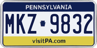PA license plate MKZ9832