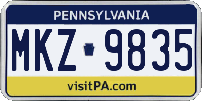 PA license plate MKZ9835