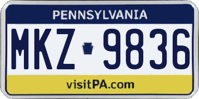 PA license plate MKZ9836