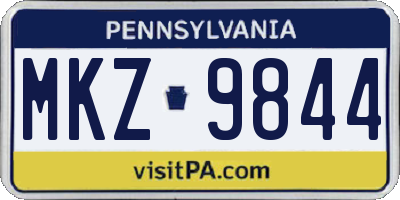 PA license plate MKZ9844