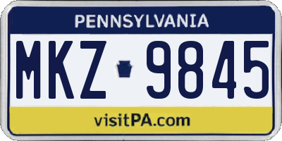 PA license plate MKZ9845