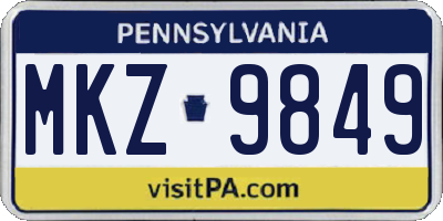 PA license plate MKZ9849
