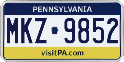 PA license plate MKZ9852