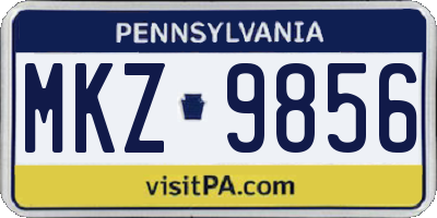 PA license plate MKZ9856