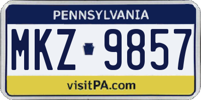 PA license plate MKZ9857