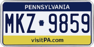 PA license plate MKZ9859