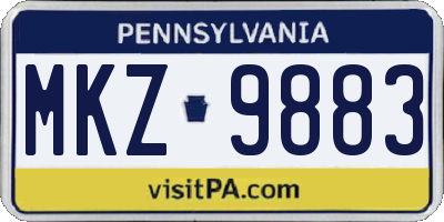 PA license plate MKZ9883