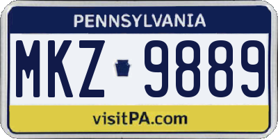 PA license plate MKZ9889