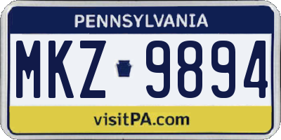 PA license plate MKZ9894