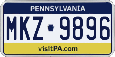 PA license plate MKZ9896