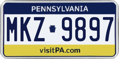 PA license plate MKZ9897