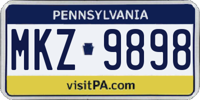 PA license plate MKZ9898