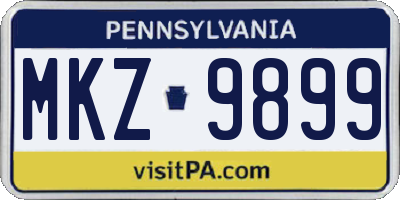 PA license plate MKZ9899