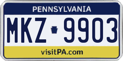 PA license plate MKZ9903