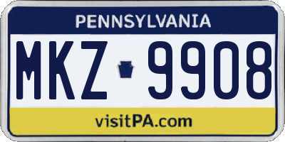 PA license plate MKZ9908