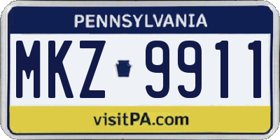 PA license plate MKZ9911