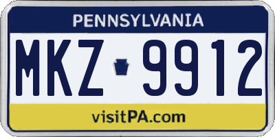 PA license plate MKZ9912