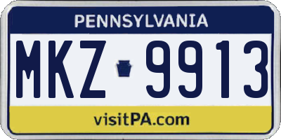 PA license plate MKZ9913