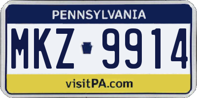 PA license plate MKZ9914