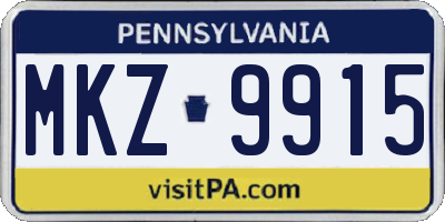 PA license plate MKZ9915
