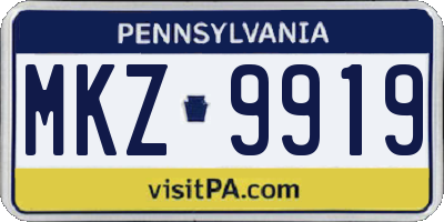 PA license plate MKZ9919