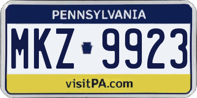 PA license plate MKZ9923