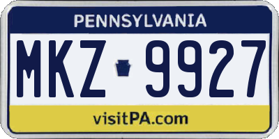 PA license plate MKZ9927