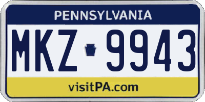 PA license plate MKZ9943