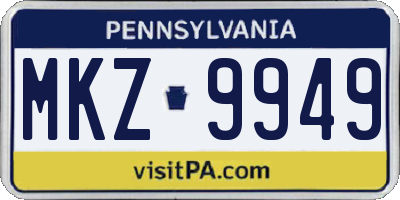PA license plate MKZ9949