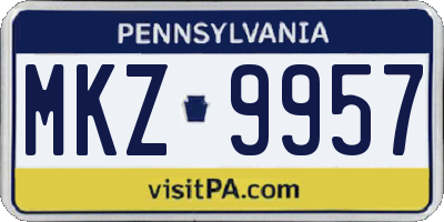 PA license plate MKZ9957