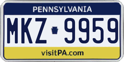 PA license plate MKZ9959