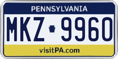 PA license plate MKZ9960