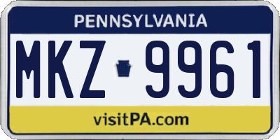 PA license plate MKZ9961