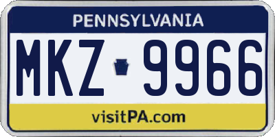 PA license plate MKZ9966