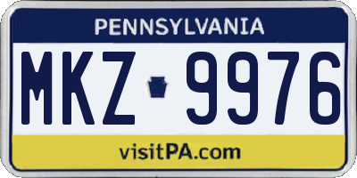 PA license plate MKZ9976