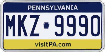 PA license plate MKZ9990