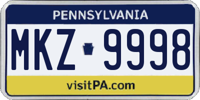 PA license plate MKZ9998