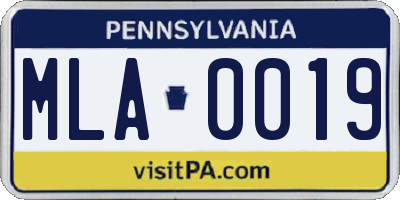 PA license plate MLA0019