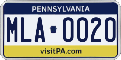 PA license plate MLA0020