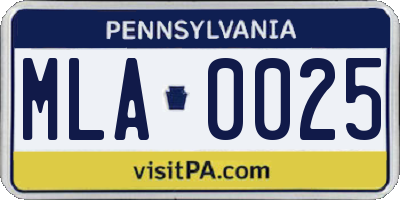 PA license plate MLA0025