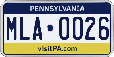 PA license plate MLA0026