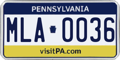 PA license plate MLA0036