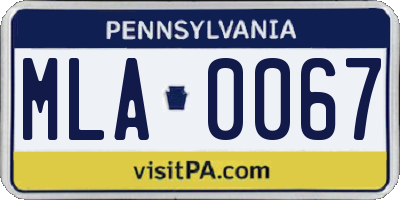 PA license plate MLA0067