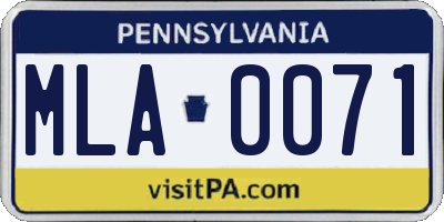 PA license plate MLA0071