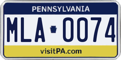 PA license plate MLA0074