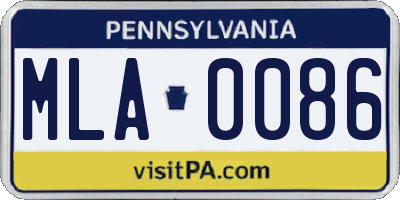 PA license plate MLA0086
