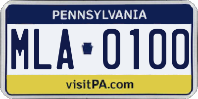PA license plate MLA0100
